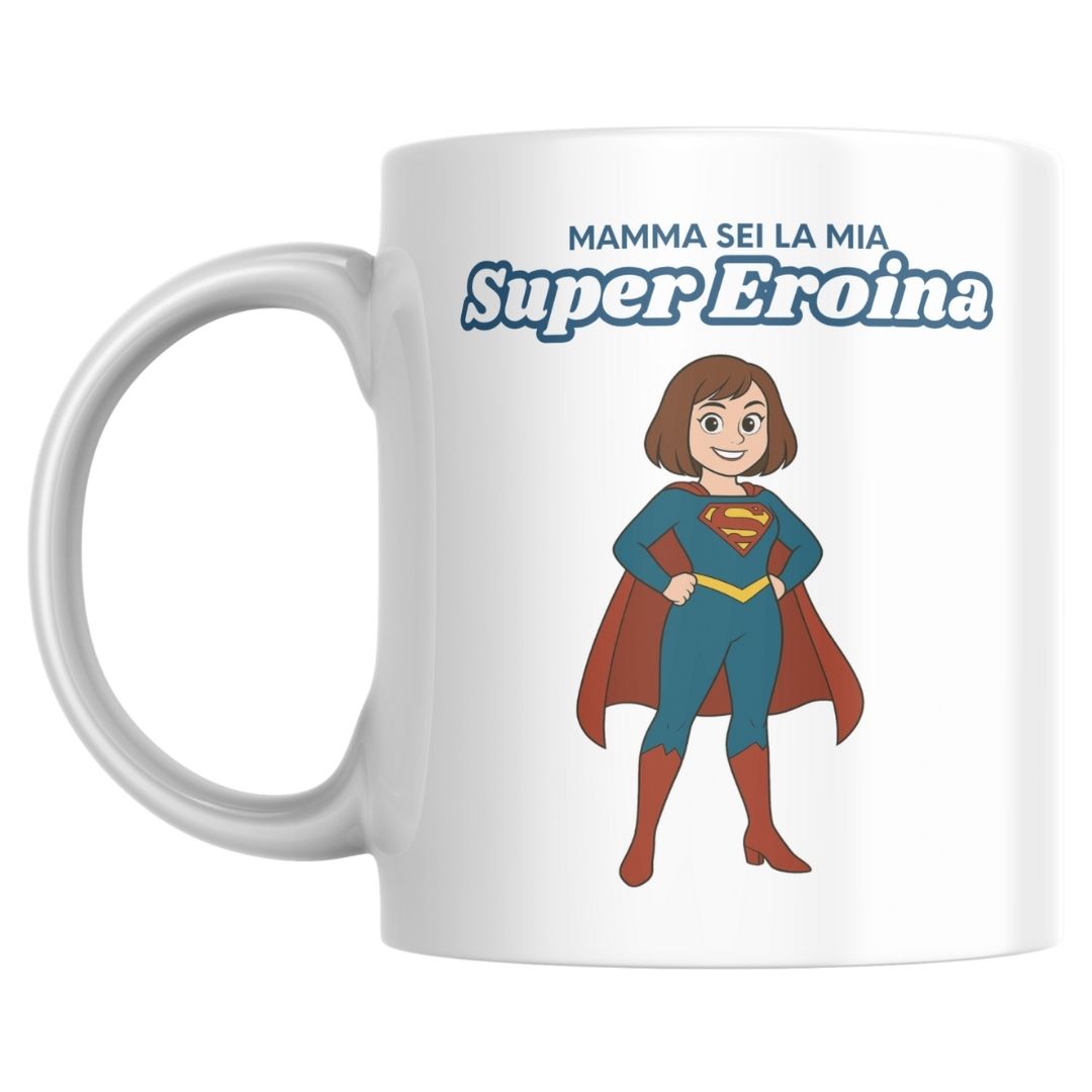 tazza "mamma super eroina" castana corti - kimeli.it
