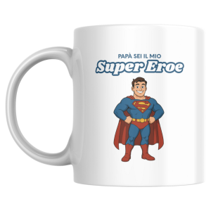 tazza "papà super eroe" castano no barba - kimeli.it