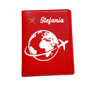 porta passaporto rosso con scritta bianca - kimeli.it