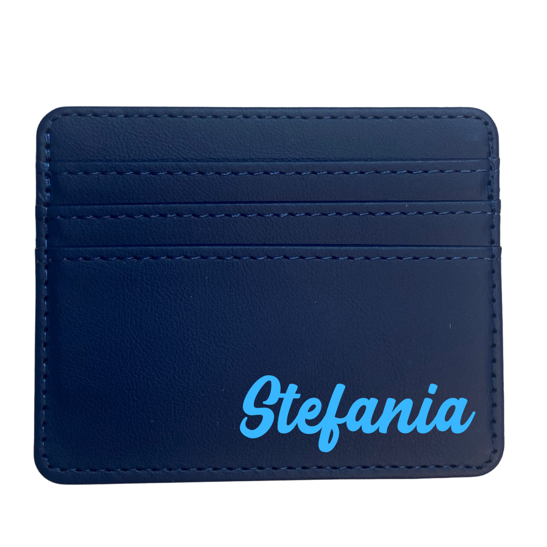 portacarte personalizzato con nome blu personalizzata - kimeli.it