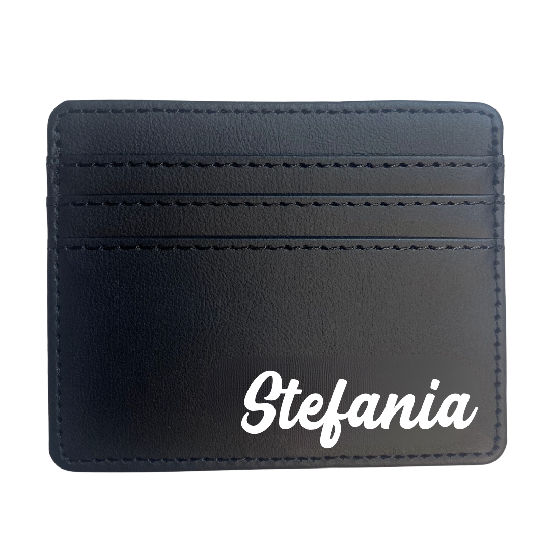 portacarte personalizzato con nome nero bianca - kimeli.it