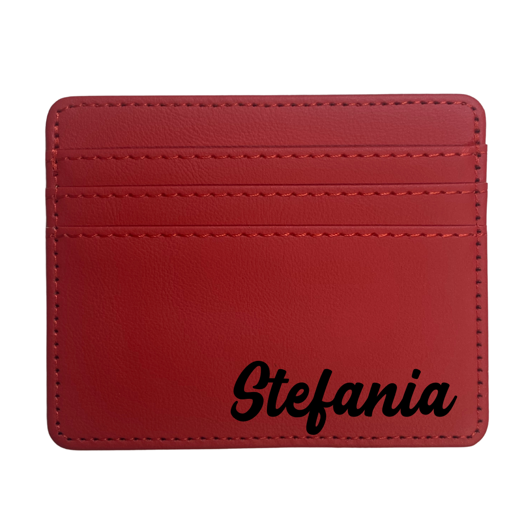 portacarte personalizzato con nome rosso nera- kimeli.it